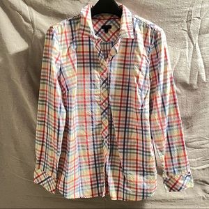 Talbots Rainbow Gingham Button Down Blouse